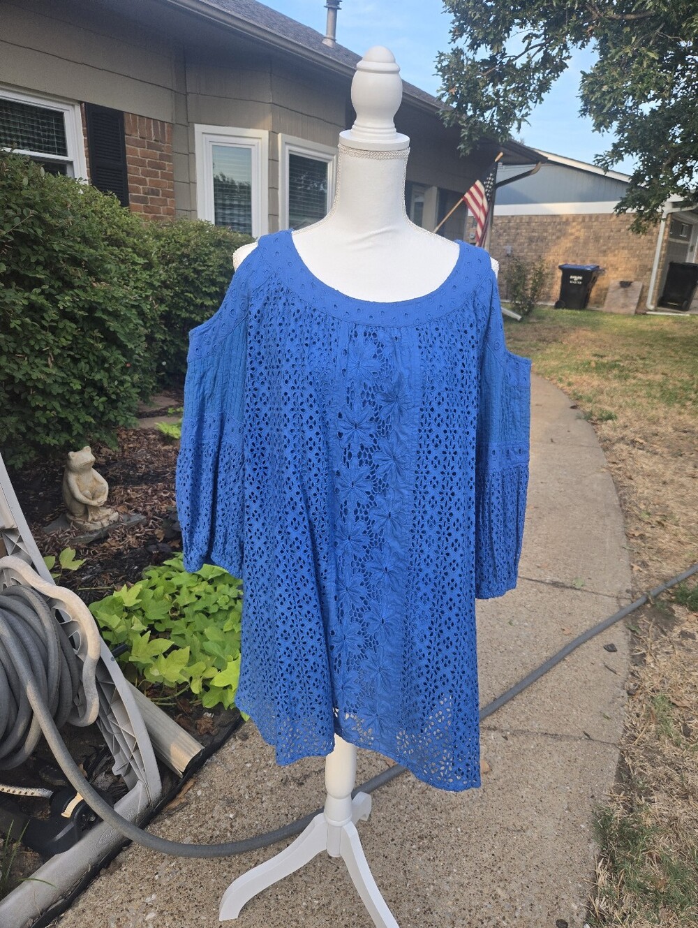 Double D Ranch Royal Blue Cold-Shoulder Eyelet Tunic